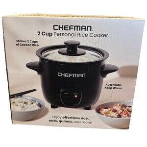 Chefman RJ34-2C-M 2 Cup Electric Rice Cooker Black w/ Measuring Cup